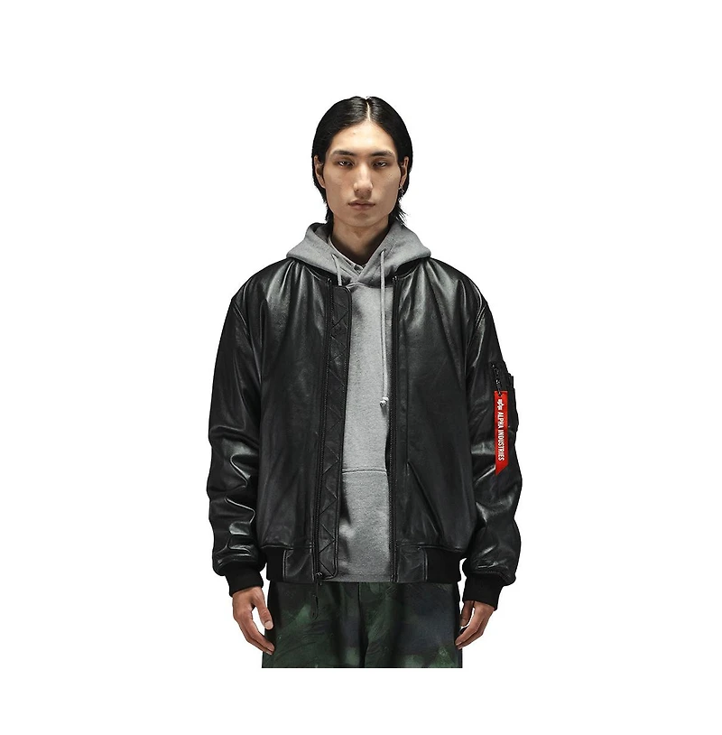 Alpha Industries Men's Leather Ma-1 Flight Jacket