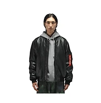 Alpha Industries Men's Leather Ma-1 Flight Jacket