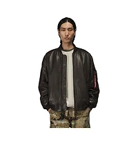 Alpha Industries Men's Leather Ma-1 Flight Jacket