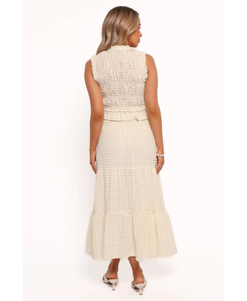 Petal and Pup Women's Farica Gingham Midi Skirt - Cream