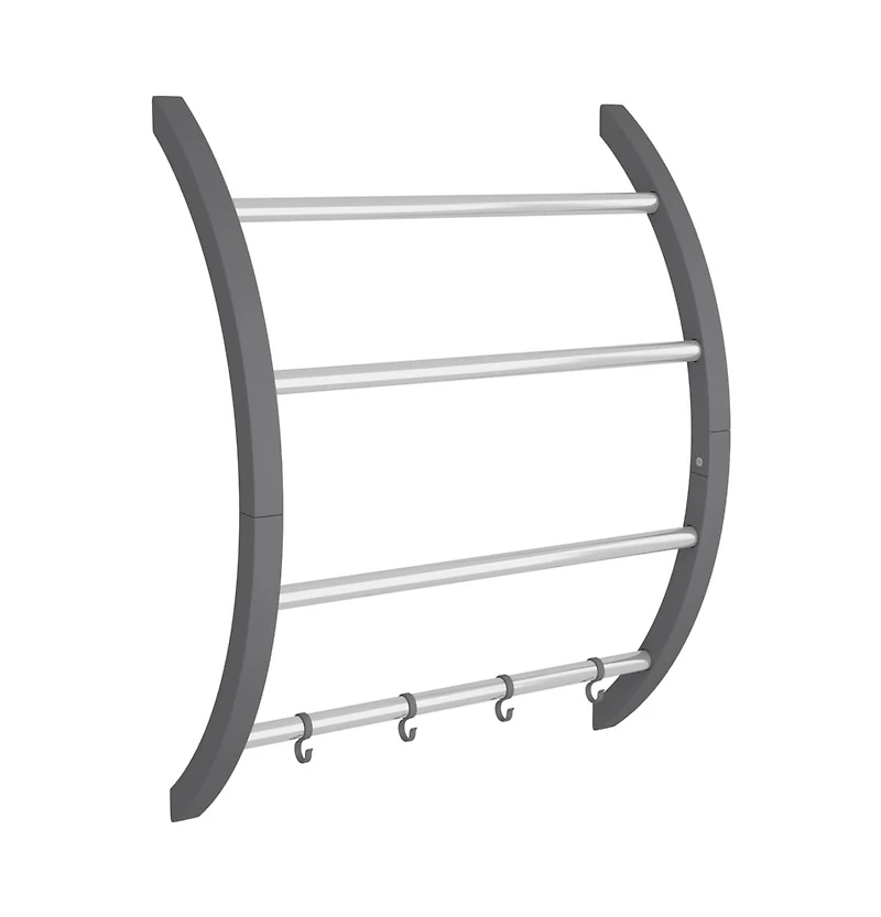 vidaXL Towel Rack with Hooks Silver 22"x6.3"x28.3" Aluminum