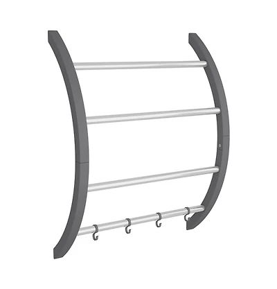 vidaXL Towel Rack with Hooks Silver 22"x6.3"x28.3" Aluminum