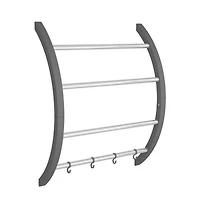 vidaXL Towel Rack with Hooks Silver 22"x6.3"x28.3" Aluminum