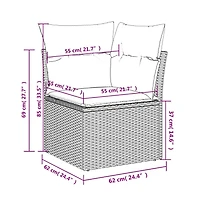 vidaXL Patio Sofa Corner with Cushions Black Poly Rattan