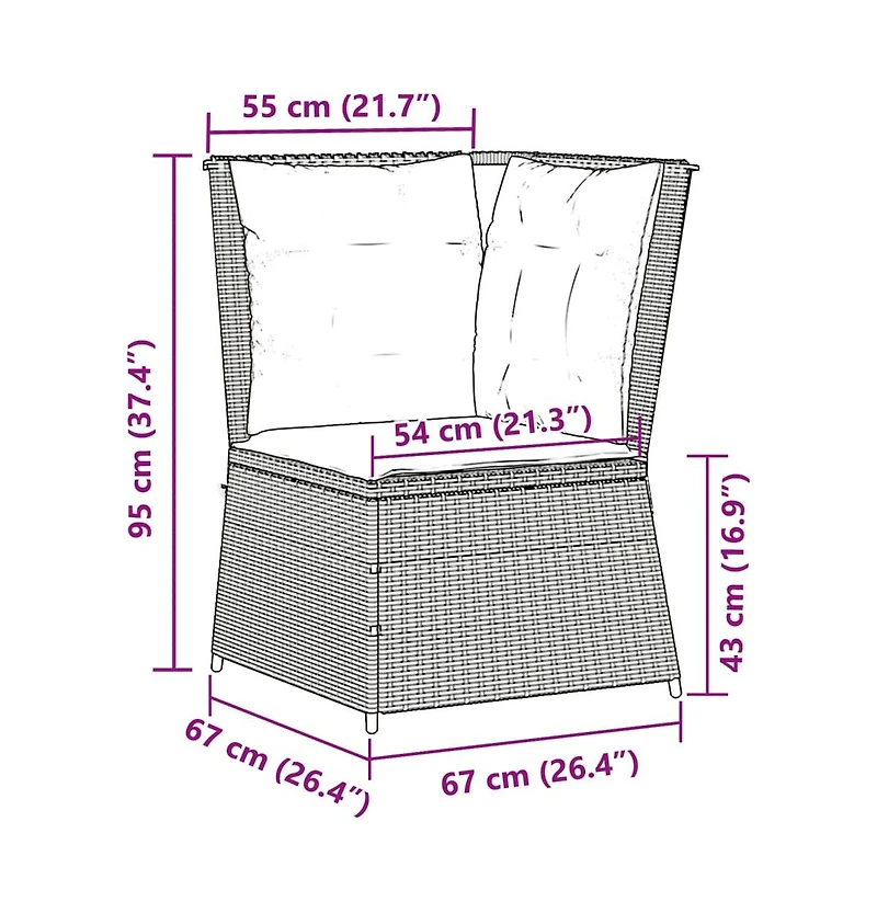 Patio Sofa Gray, Navy Blue Pe Rattan, Powder-Coated Steel Medium