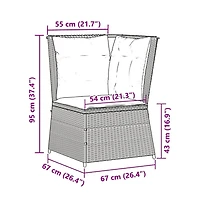 Patio Sofa Gray, Navy Blue Pe Rattan, Powder-Coated Steel Medium