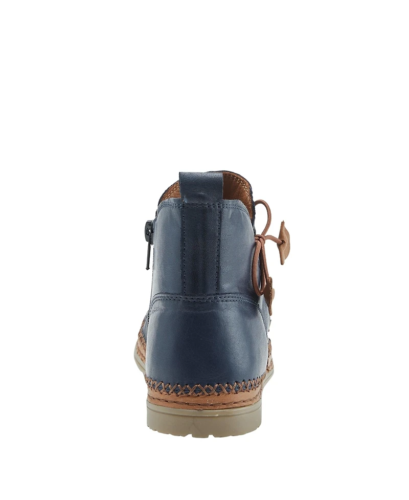 Spring Step Pomeroy Leather Booties with Basketweave Toe and Lightweight Flexible Sole