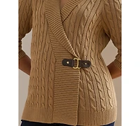 Lauren Ralph Plus Long-Sleeve Buckled Sweater
