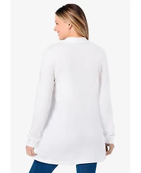 Woman Within Plus Long-Sleeve Polo Shirt