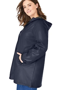 Woman Within Women's Plus Hooded Slicker Raincoat