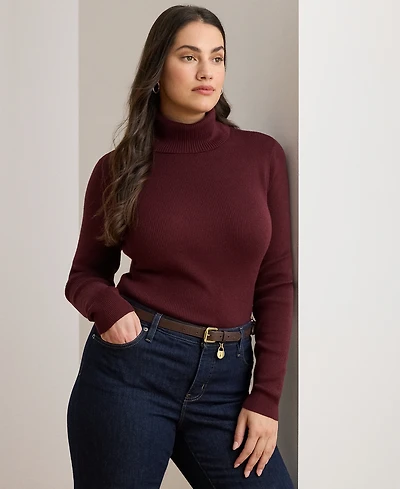 Lauren Ralph Plus Ribbed Turtleneck Sweater