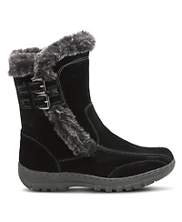 Azura Spring Step Achieve Suede Water Resistant Cold Weather Boot with Faux Fur Trim and Buckles