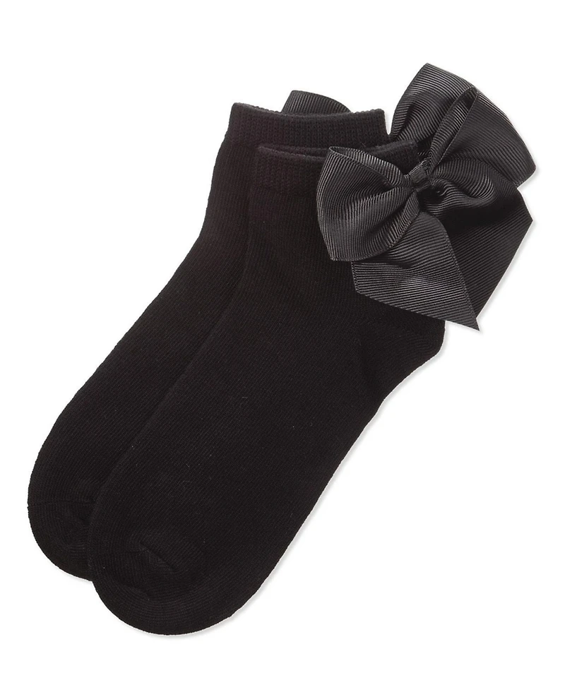 Memoi Little Girls Bow-on-Back Cotton-Rich Anklet Sock
