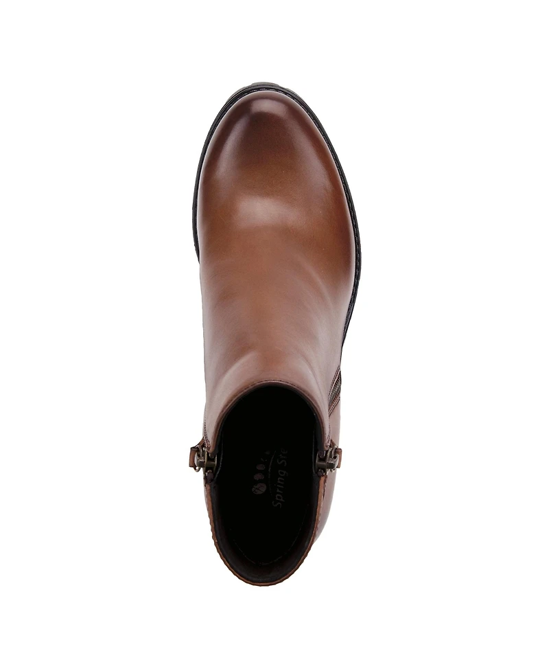 Azura Spring Step Dealey Leather Booties with Double Zippers and Lug Platform Sole