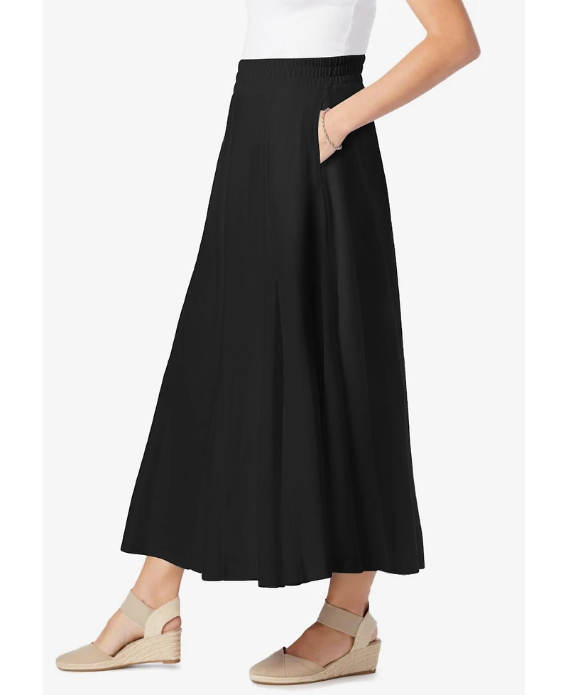 Woman Within Plus Wide Elastic Waist Skirt
