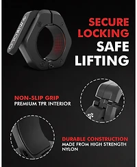 Mikolo Barbell Clamps,2-Inch Olympic Clips with Anti-Slip Tpr Lining and Quick Release for Home Gym Use, (Red)