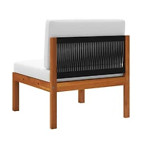 Garden Middle Sofa with Cushions Wood Acacia&Rope
