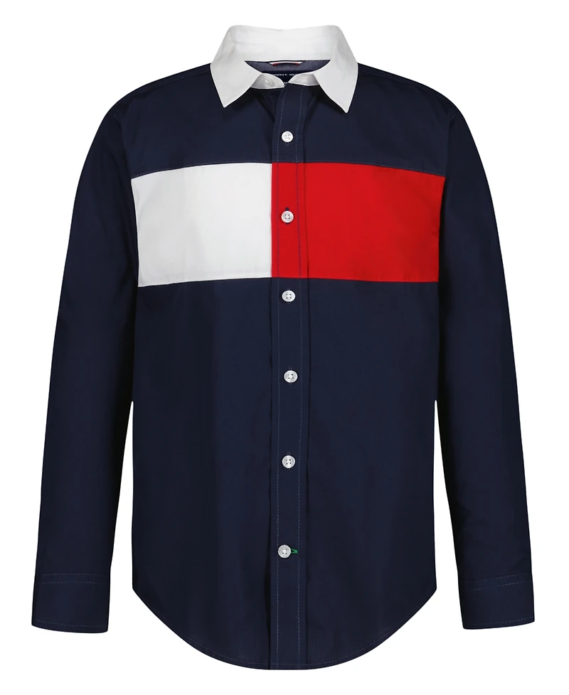 Tommy Hilfiger Boys 2T-7 Chest Flag Point Collar Shirt
