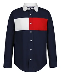 Tommy Hilfiger Boys 2T-7 Chest Flag Point Collar Shirt
