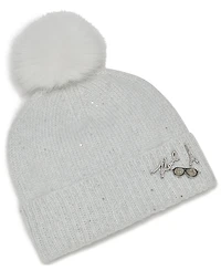 Karl Lagerfeld Paris Women's 2-Piece Karl Jumble Muffler And Sequin Knit Beanie Gift Set