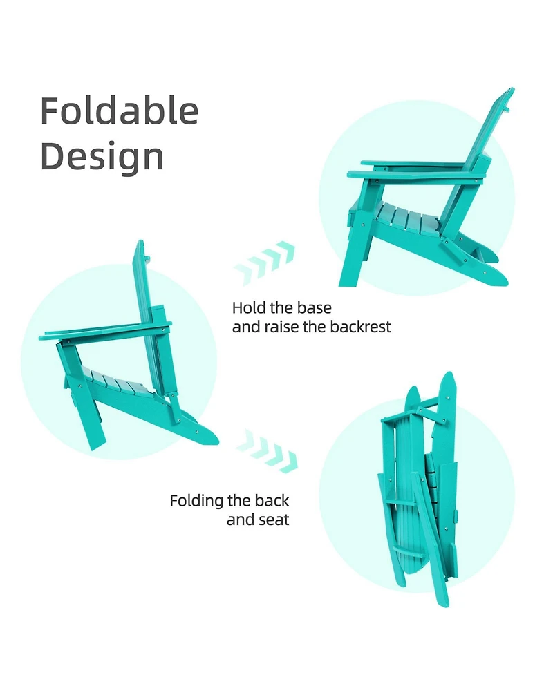 Aoodor Outdoor Folding Adirondack Chair - All-Weather Indoor/Outdoor Patio