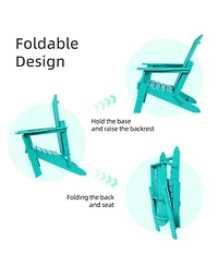 Aoodor Outdoor Folding Adirondack Chair - All-Weather Indoor/Outdoor Patio
