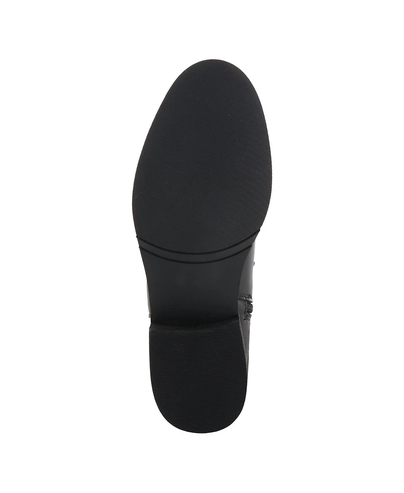 Azura Spring Step Hightail Knee-High Leather Boot with Calf Elastic Gore and Low Stacked Heel