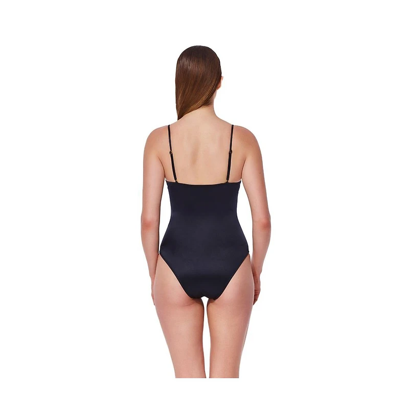 Gottex Womens Mademoiselle V Neck Ruched One Piece