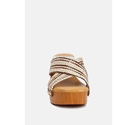 Finley Raffia High Block Heel Mules Women