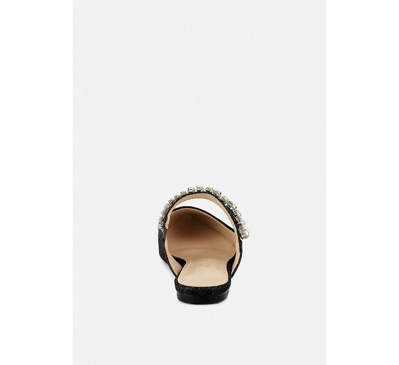 Geode Pearl Embellished Slip On Mules