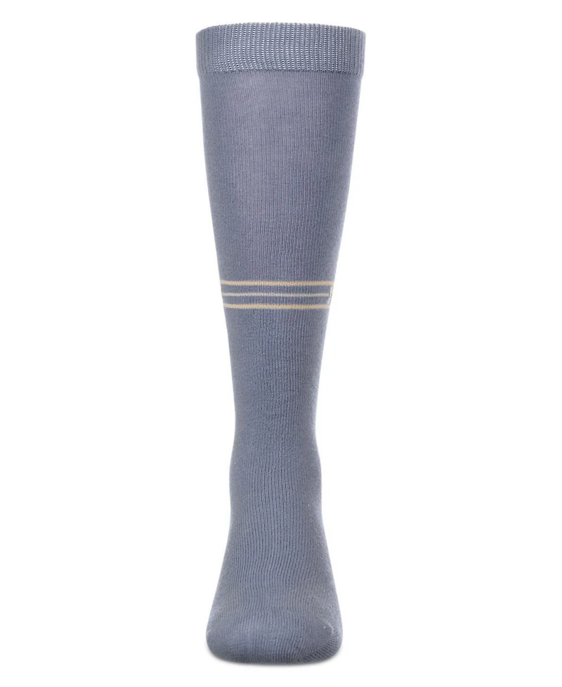 Memoi Girls Stretch Cotton Multi Stripe "M Graphic" Knee Sock