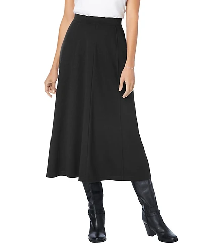 Woman Within Plus Ponte Knit A-Line Skirt