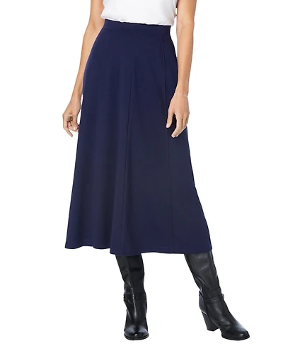 Woman Within Plus Ponte Knit A-Line Skirt