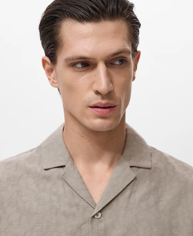 Mango Men's Embroidered Cotton Shirt
