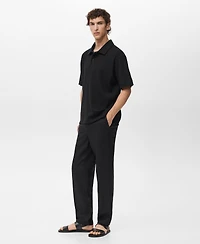 Mango Men's Textured Knitted Polo Shirt