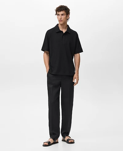 Mango Men's Textured Knitted Polo Shirt