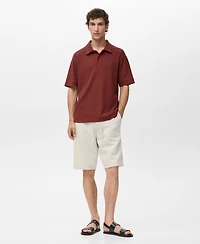 Mango Men's Textured Knitted Polo Shirt