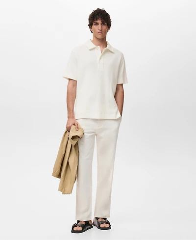 Mango Men's Textured Knitted Polo Shirt