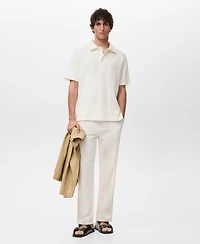 Mango Men's Textured Knitted Polo Shirt