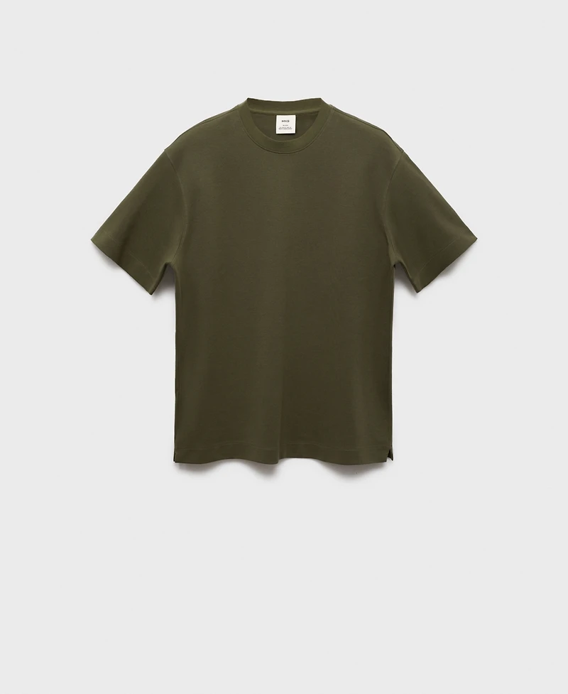 Mango Men's Relaxed-Fit Sweatshirt Fabric T-Shirt