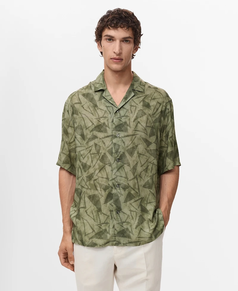 Mango Men's Printed Bowling Shirt