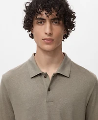 Mango Men's Linen Blend Slim Fit Polo Shirt
