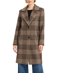 Vince Camuto Women's Single-Breasted Wool-Blend Boyfriend Plaid Coat