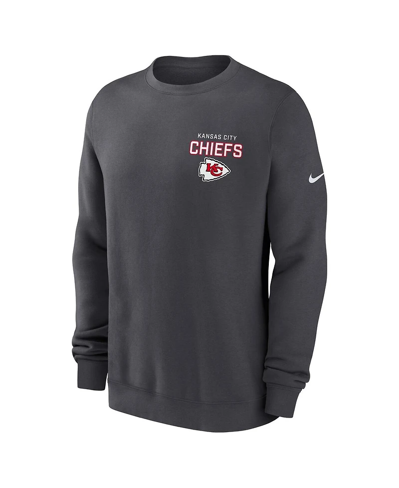Nike Men's Anthracite Kansas City Chiefs Primetime Club Fleece Pullover Sweatshirt