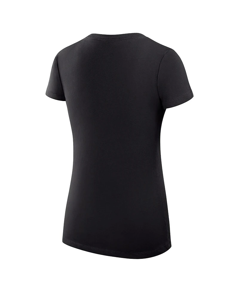 G-iii 4Her by Carl Banks Women's Black Detroit Lions Super-Slim Fit Lightweight Subtle Football V-Neck T-Shirt