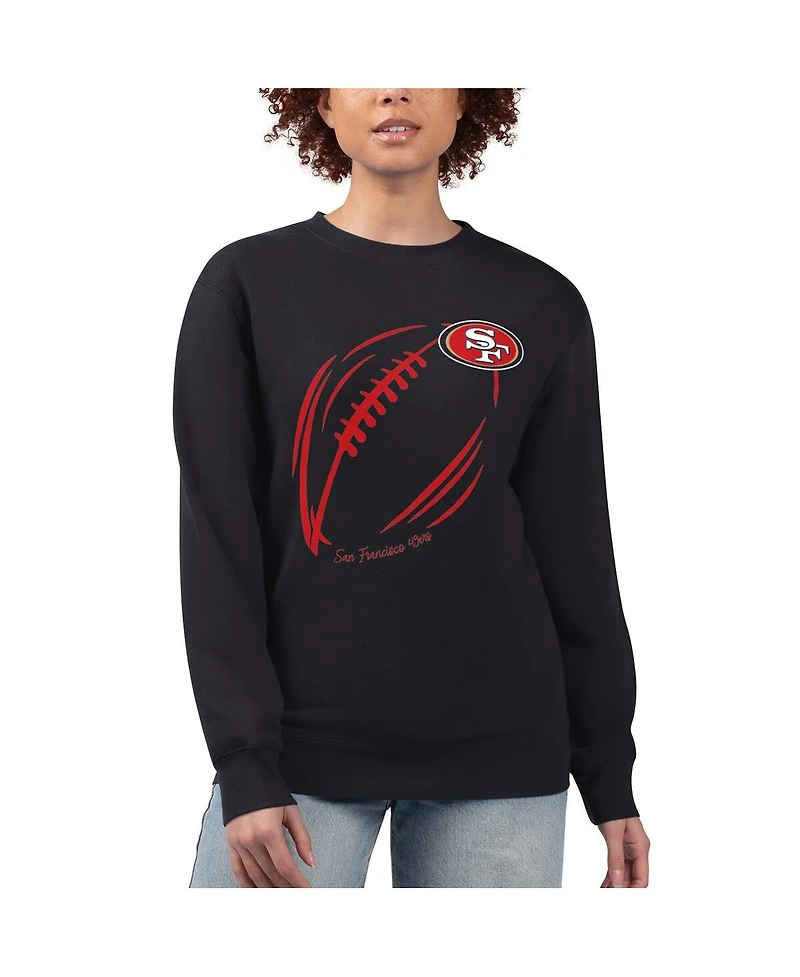 G-iii 4Her by Carl Banks Women's Black San Francisco 49ers Football Logo Graphic Fleece Tri-Blend Pullover Sweatshirt