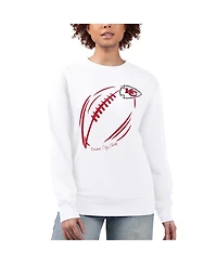 G-iii 4Her by Carl Banks Women's Kansas City Chiefs Football Logo Graphic Fleece Tri-Blend Pullover Sweatshirt