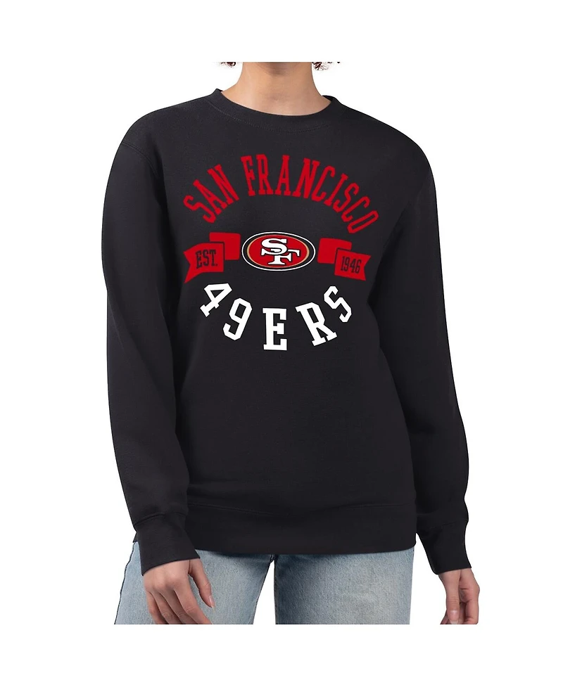 G-iii 4Her by Carl Banks Women's Black San Francisco 49ers Large Team Graphic Fleece Pullover Sweatshirt