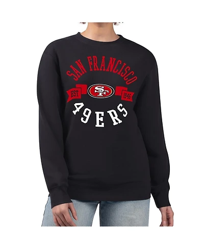 G-iii 4Her by Carl Banks Women's Black San Francisco 49ers Large Team Graphic Fleece Pullover Sweatshirt