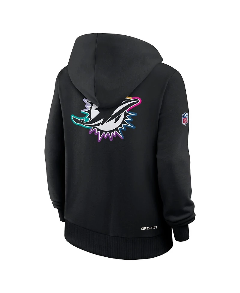 Nike Women's Black Miami Dolphins 2025 Nfl Crucial Catch Sideline Standard Issue Dri-fit Hoodie